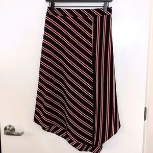 Striped Asymmetrical Midi Skirt
